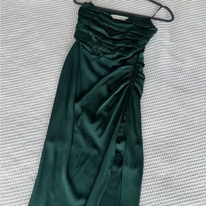 Astr Strapless Dark Green Dress